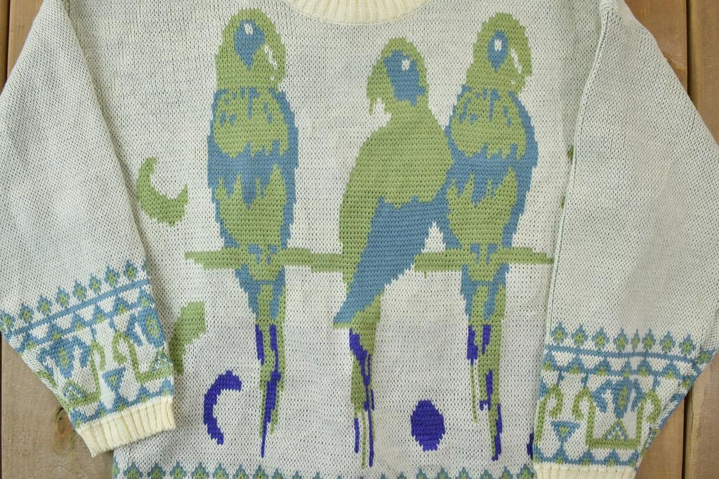 Vintage 1990s Chateau Parrots Knit Crewneck Sweater
