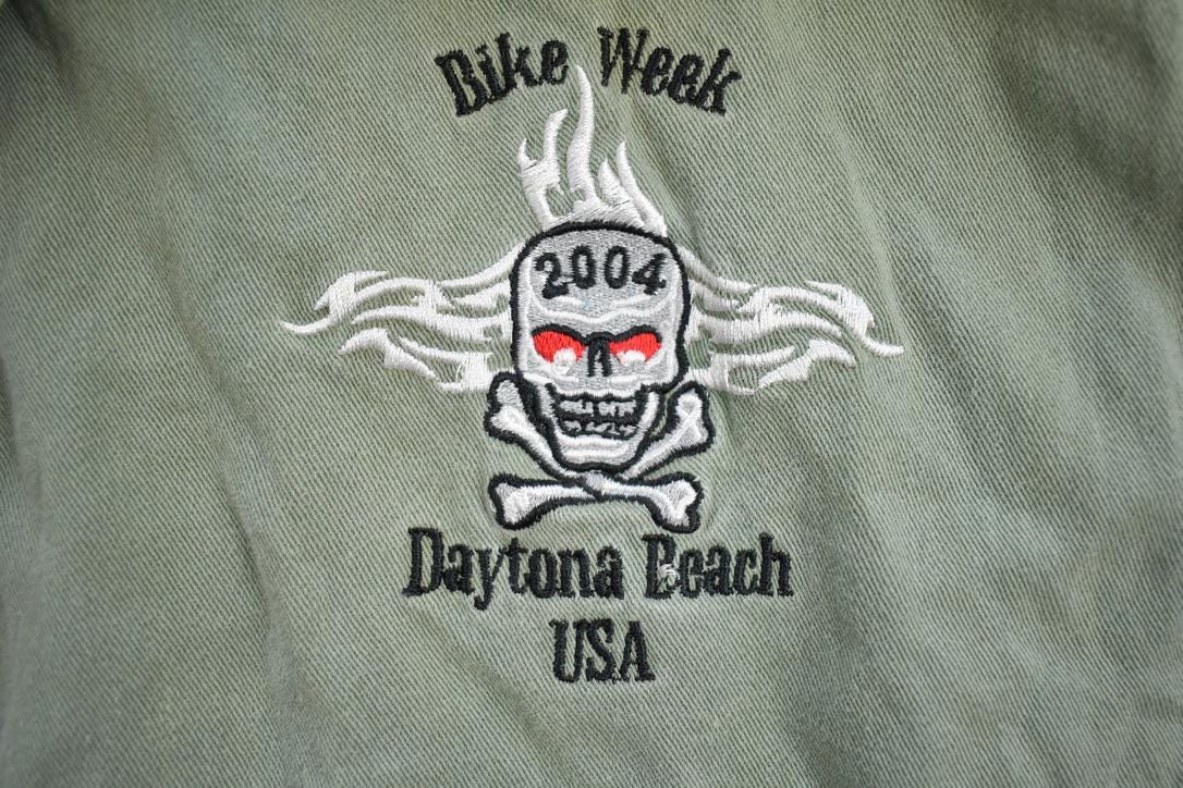 Vintage 2004 Bike Week Daytona Beach USA Muscle Button Up Shirt