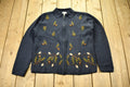 Vintage 1990s Embroidered Leaves Theme Knitted Zip Up Sweater