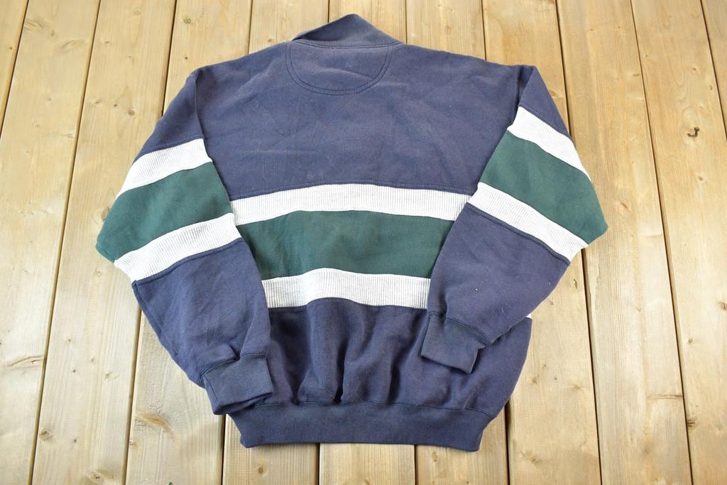 Vintage 1990s AZ Sport Colour Block Collared Sweatshirt Made In USA