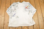Vintage 1990s AOP Bird Brain Double Collar Souvenir Crewneck Sweatshirt Womens XL