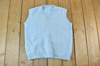 Vintage 1970s Blue Knit Sweater Vest