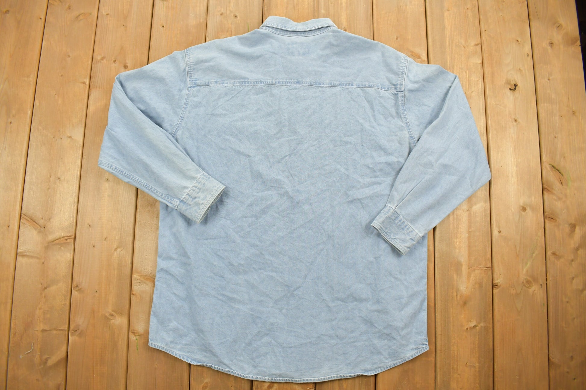 Vintage 1990s Eqvalan Embroidered Denim Button Up Shirt /