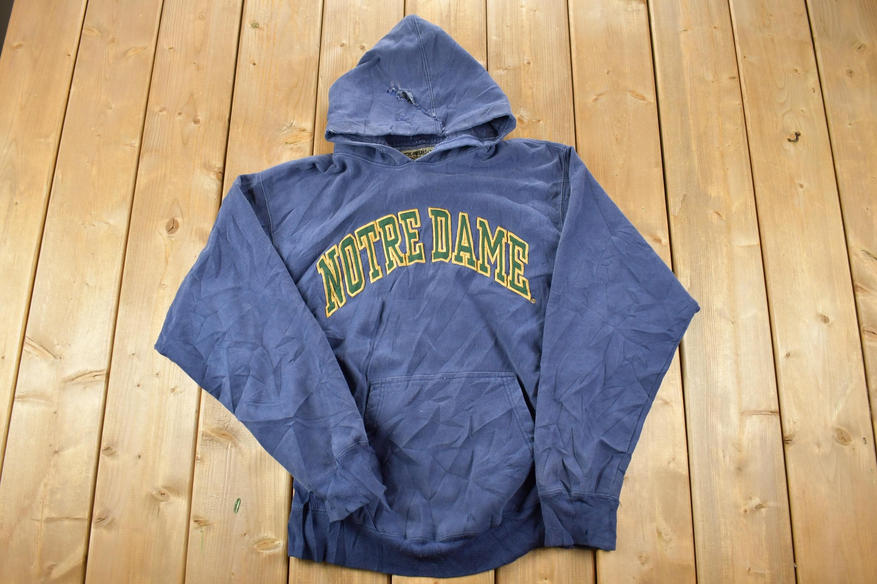 Vintage 1990s Notre Dame Steve And Barry's University Collegiate Cross Grain Hoodie