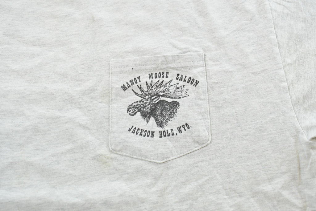 Vintage 1990s Jackson Hole Wyoming Mangy Moose Bar Souvenir Pocket T-Shirt Mens L  Streetwear  90s Vacation Tee  Travel  Hanes Beefy