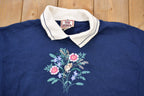 Vintage 1990s Top Stitch Mouse& Flowers Embroidered Sweater