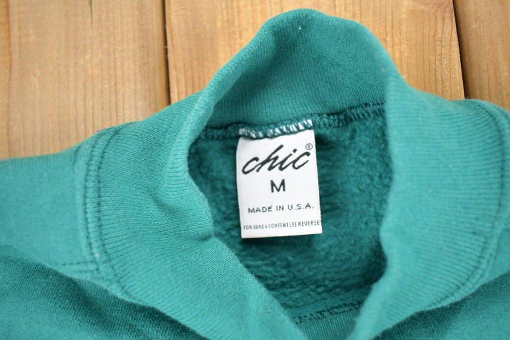 Vintage 1990s Chic Blank Mock Neck Woman's Sweatshirt