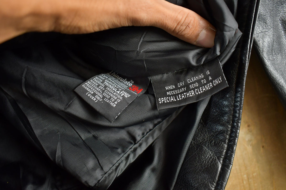Vintage 1990s Wilson Thinsulate Motorcycle Leather Biker Jacket Adult Large