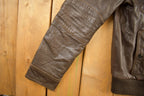 Vintage 1980s Black Rivet Brown Cafe Racer Leather Jacket