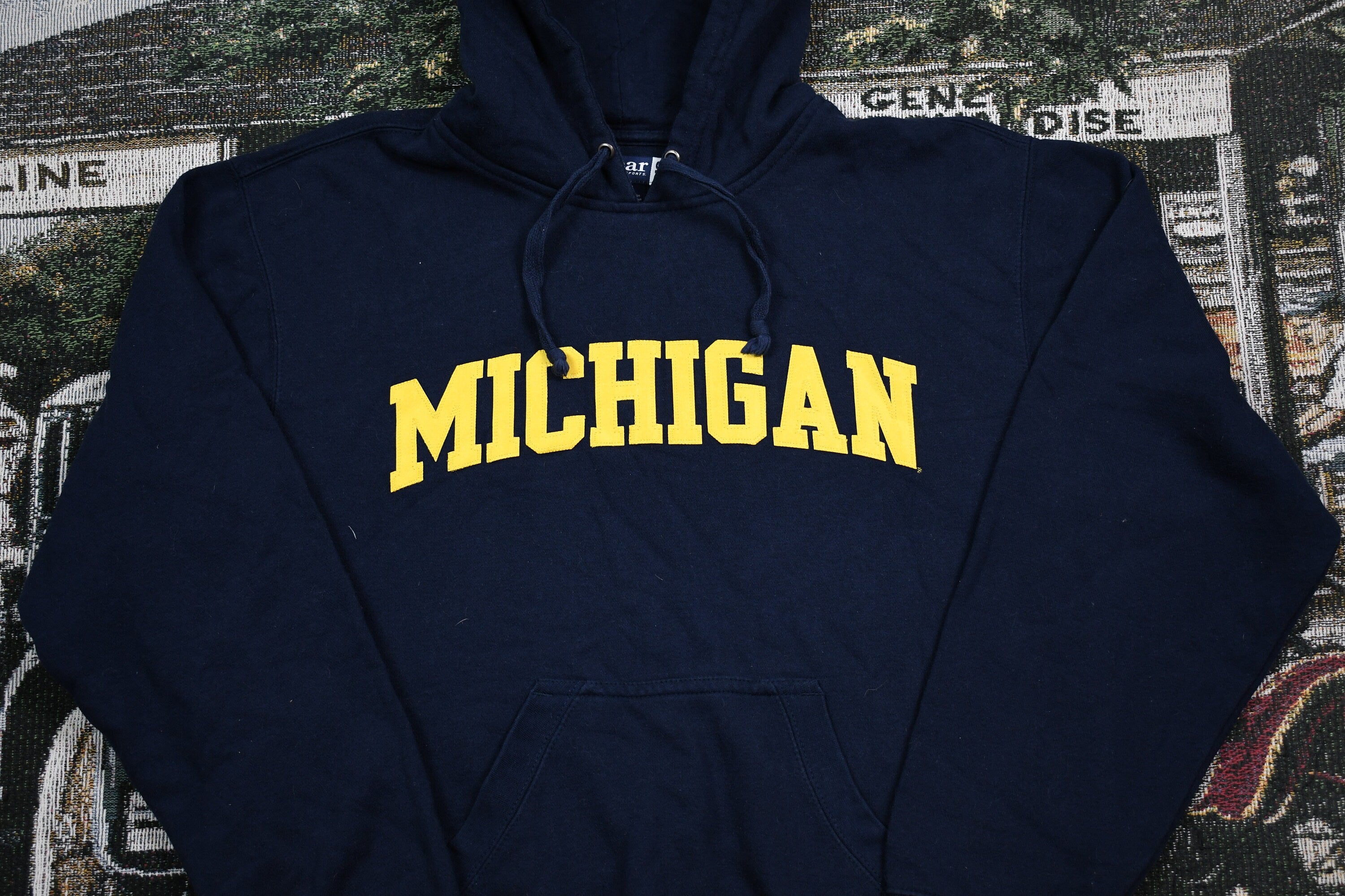 Vintage 1990s University Of Michigan Wolverines NCAA Hoodie  Vintage NCAA Sweater  Varsity Print  80s  90s  Athletic Pull Over