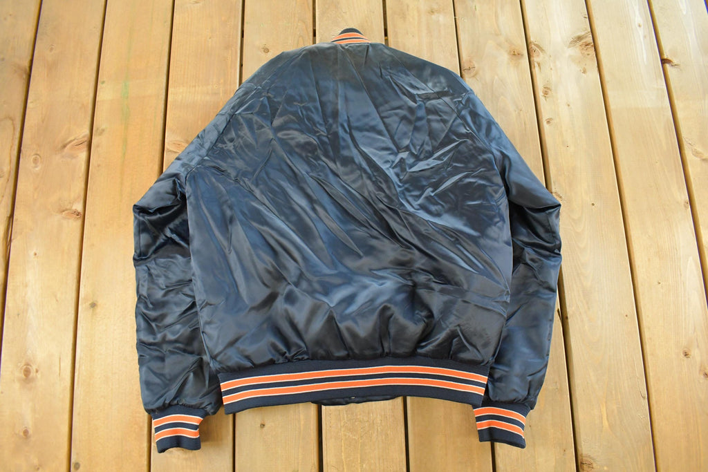 Vintage 1980s Chicago Bears NFL Satin Snap Button Bomber Jacket Men's Medium
