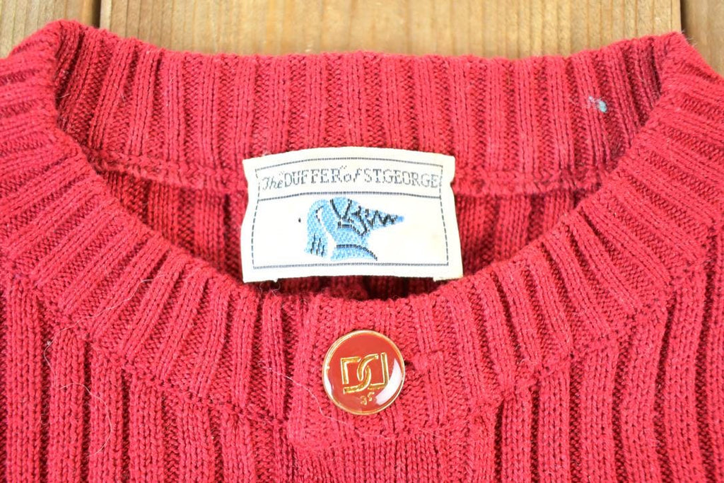 Vintage 1970s The Duffer Of St George Knit Abstract Pattern Quarter Button Crewneck Sweater Women's XS