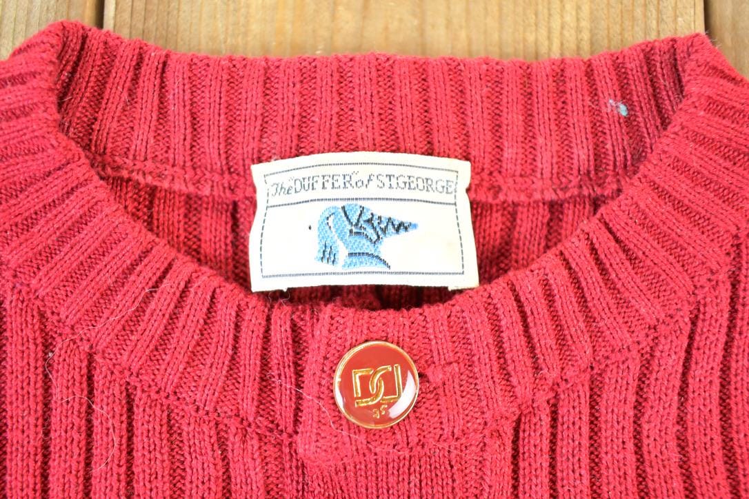 Vintage 1970s The Duffer Of St George Knit Abstract Pattern Quarter Button Crewneck Sweater Women's XS