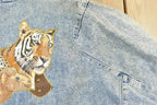 Vintage 1980s Studded Tigers and Leopards Jean Jacket Made In USA