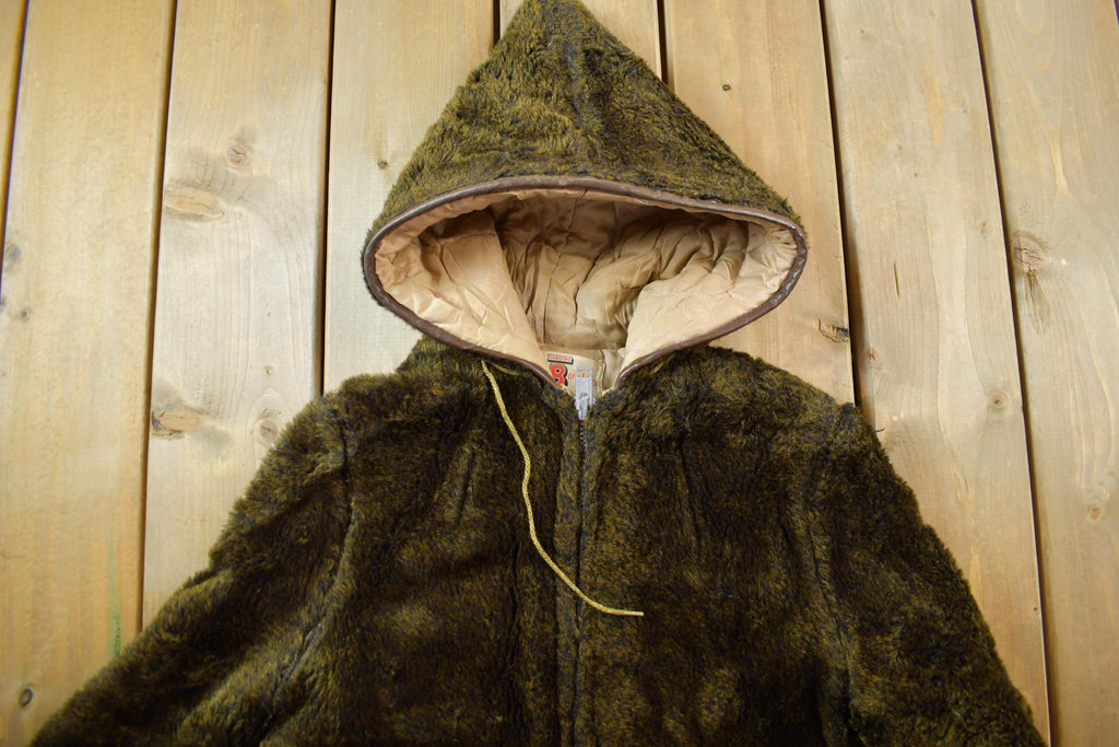 Vintage 1960s Deep Pile Borg Fabric Fleece Parka Jacket