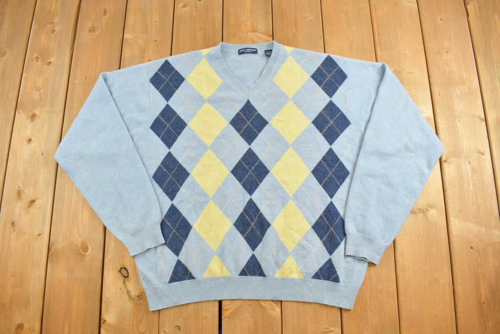 Vintage 1990s John Ashford Cashmere Argyle Sweater