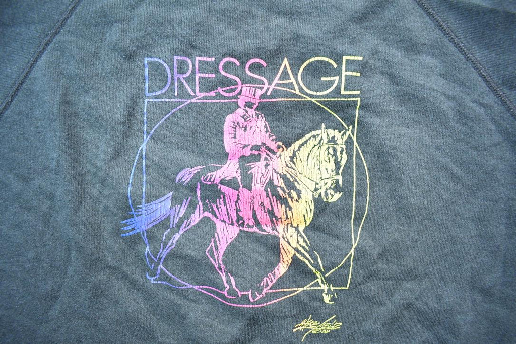 Vintage 1980s Dressage Neon Horse Rider Crewneck Sweatshirt