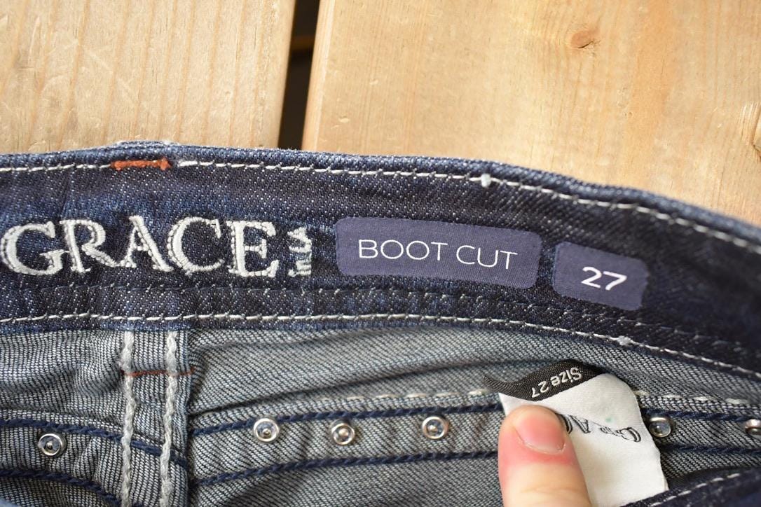 Vintage Deadstock Y2K Grace In LA Bedazzled Low Rise Jeans Women's Size 27 x 32