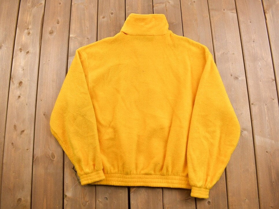 Vintage 1990s Tri Mountain RHS Fleece Sweater  Zip Up  Yellow  Outdoorsman  90s Sweater  Streetwear  Fleece Zip up