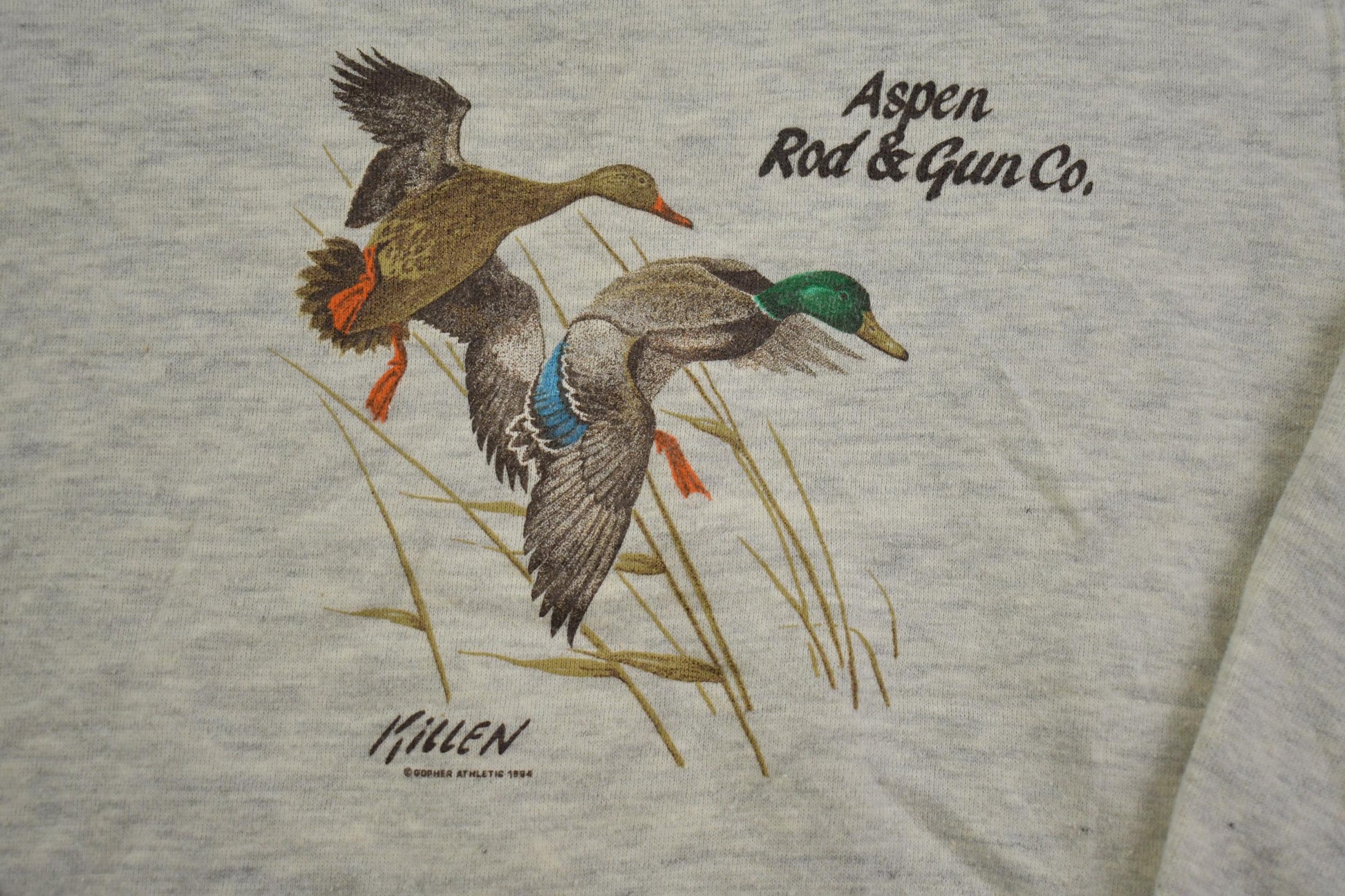 Vintage 1990s Aspen Rod & Gun Co Mallard Print Outdoorsman Crewneck Sweatshirt Made In USA