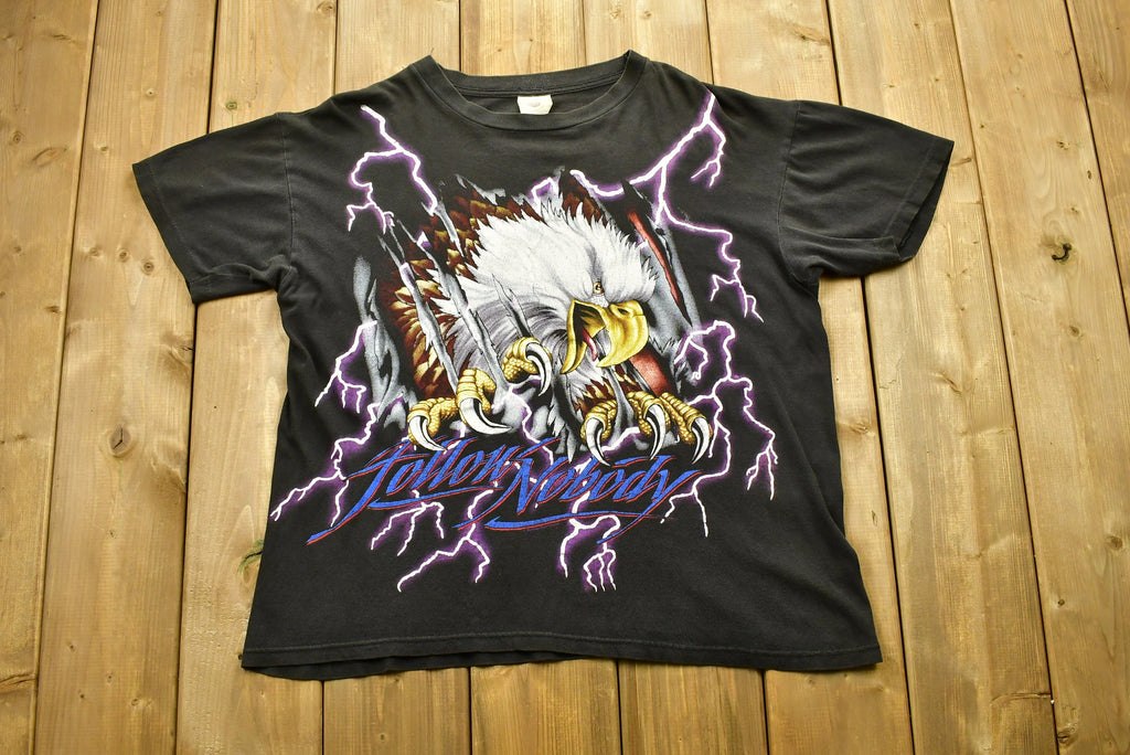 Vintage 90's American Thunder Follow Nobody Graphic Lightning T-Shirt
