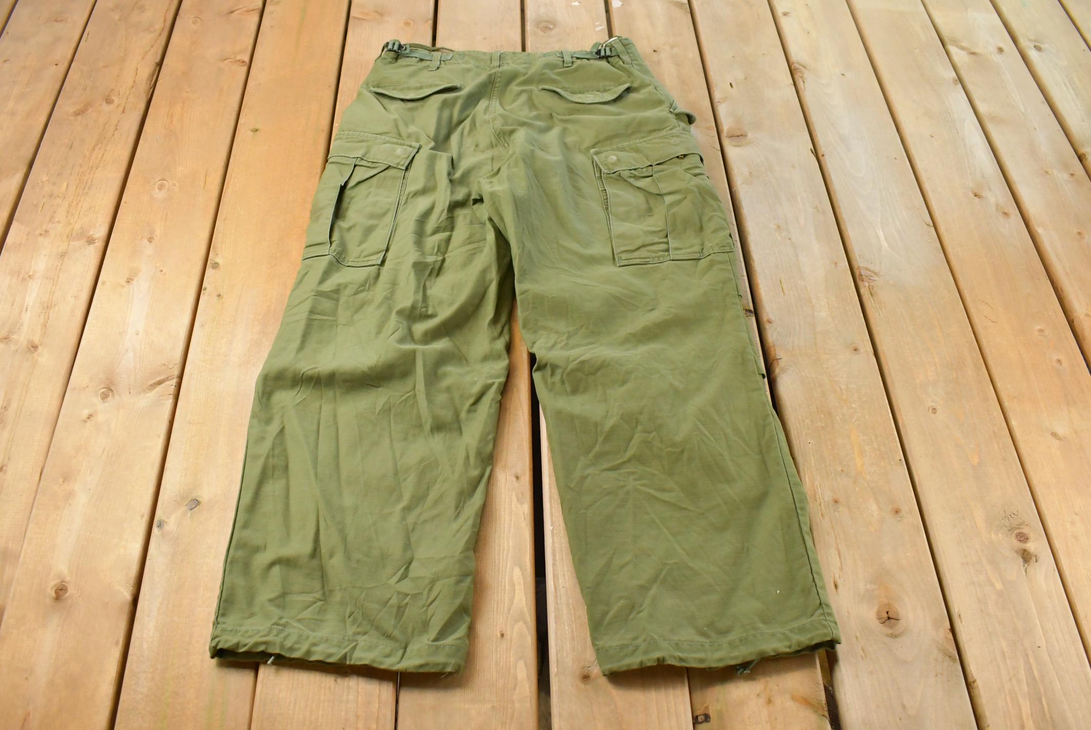 Vintage 1960s Military Army Cargo Field Trousers Olive Drab Pants Men's 32 x 28