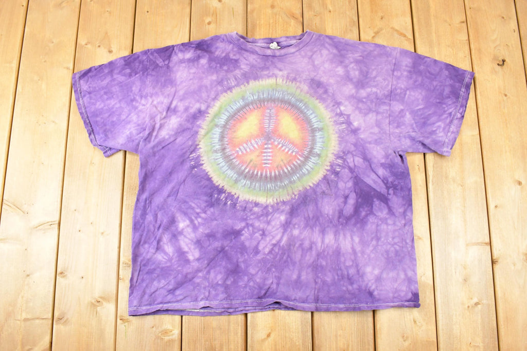 Vintage 1990s Purple Tye Dye Peace Sign Souvenir Travel T-Shirt Men's XL