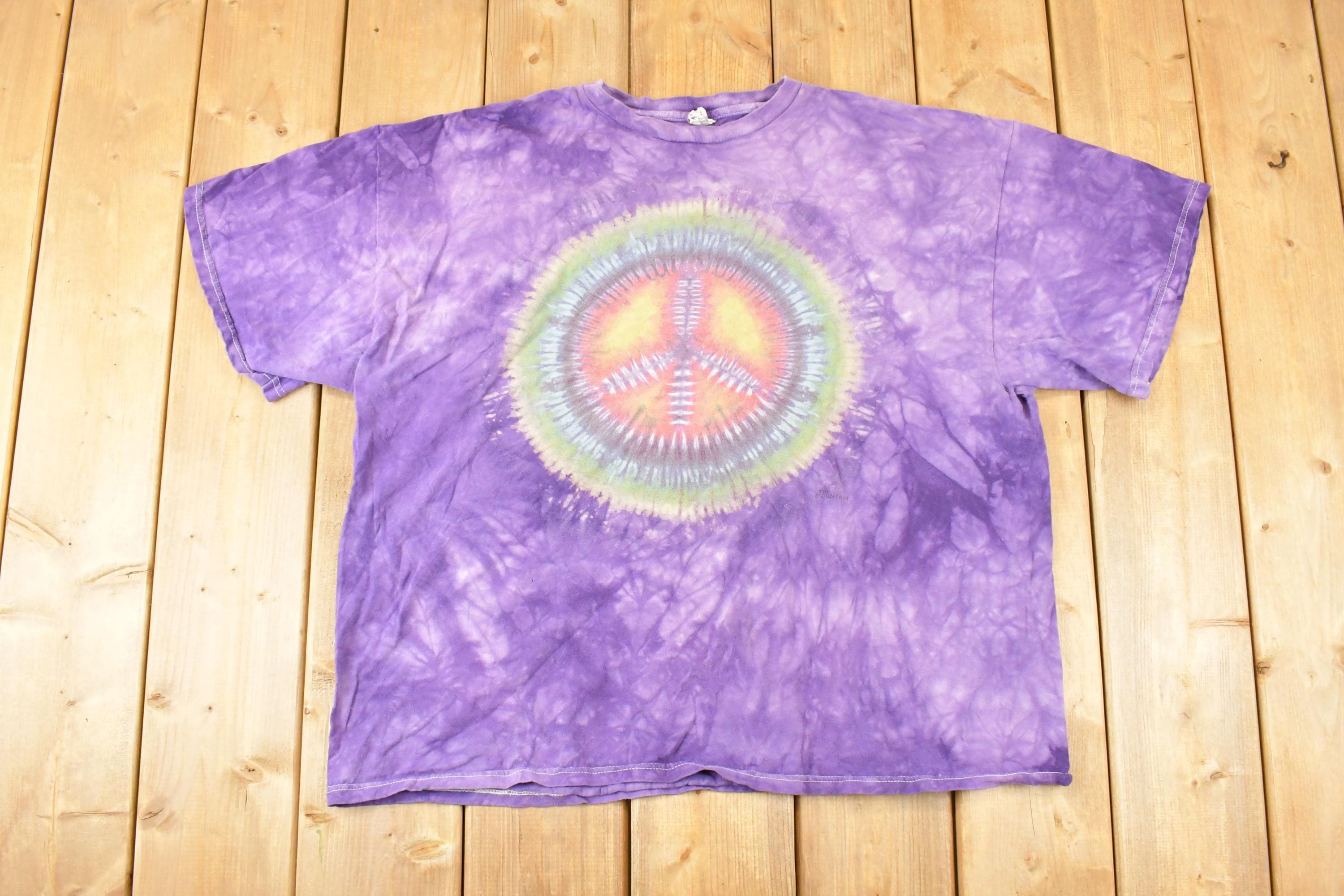 Vintage 1990s Purple Tye Dye Peace Sign Souvenir Travel T-Shirt Men's XL