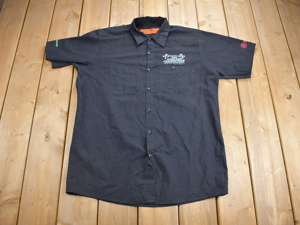 Vintage 1990s Yamaha Kawasaki Black Hills Power Sports Button Up Shirt