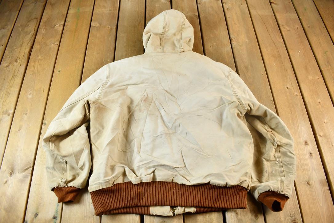 Vintage 1990s Distressed Carhartt Beige Active Jac Jacket Size XL-XXL  Distressed  Beige  Vintage Workwear