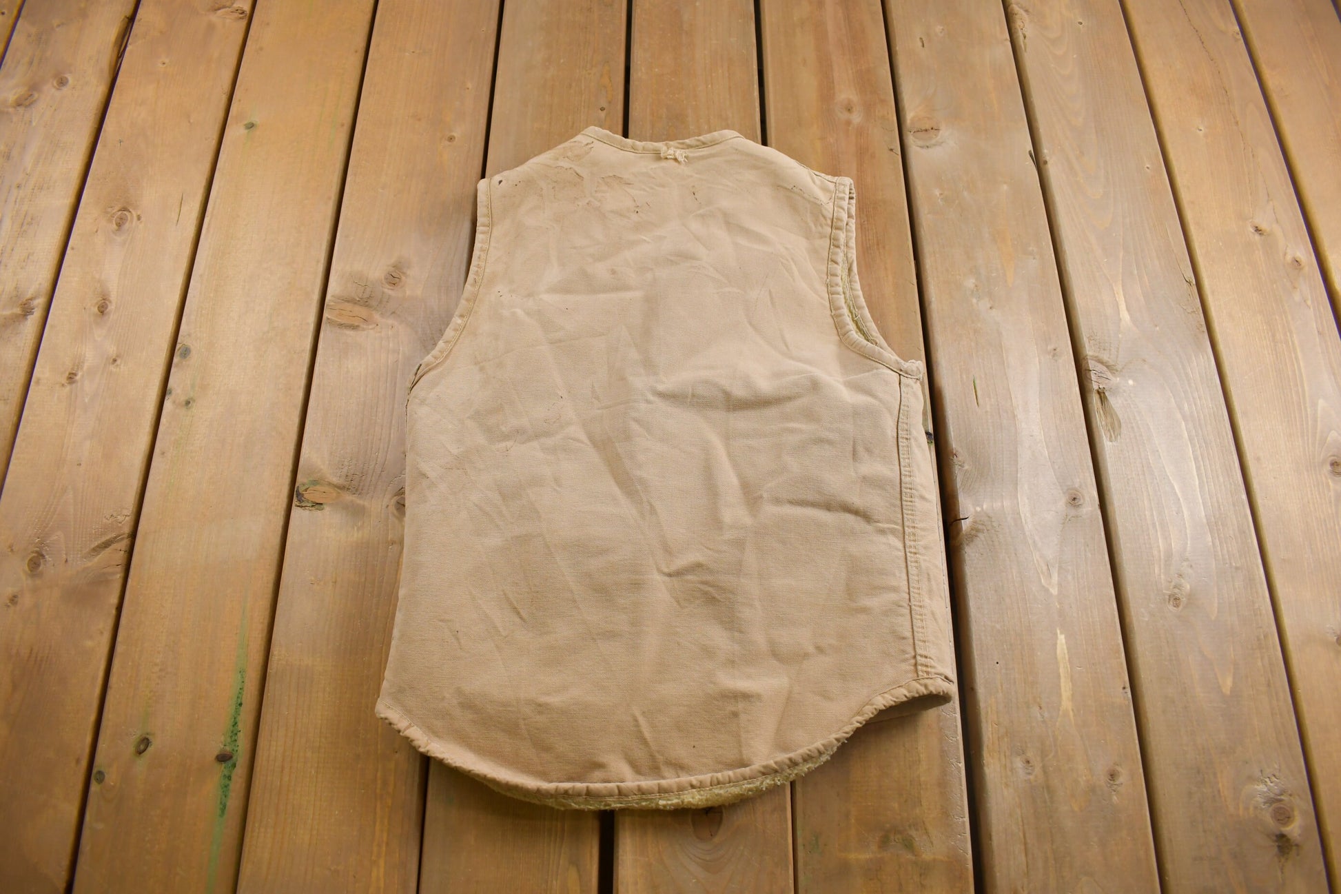 Vintage 1960s Carhartt Sherpa Lined Beige Work Vest  Vintage Workwear  Streetwear  Made In USA  Outdoorsman  Union Made