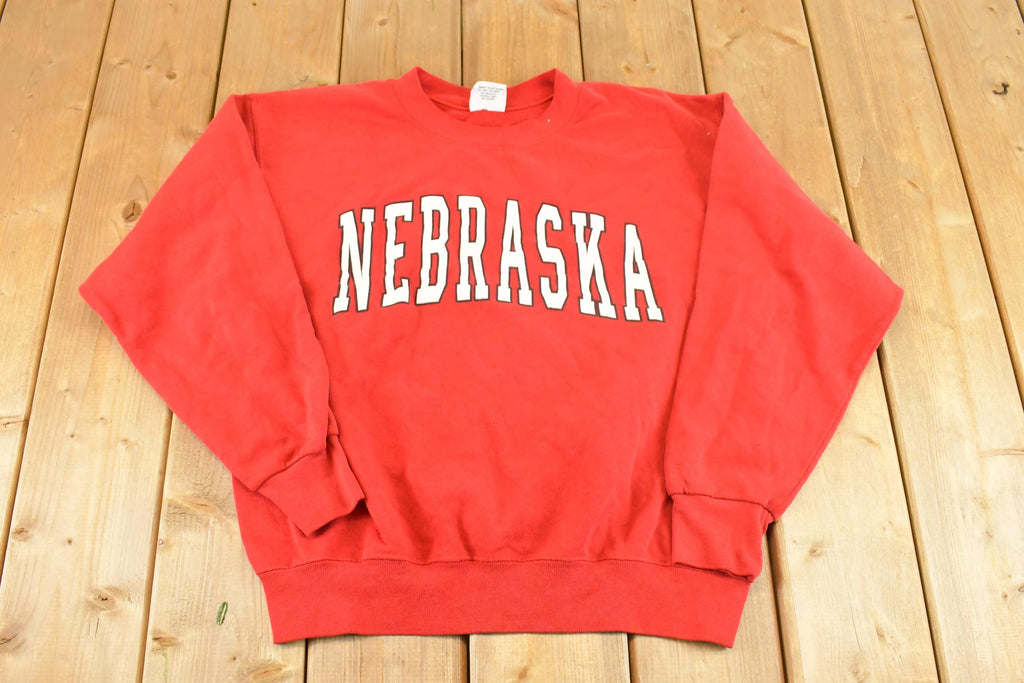 Vintage 1990s Nebraska Crewneck Sweatshirt Men's M / NCAA College Spellout / 90s Heavyweight Collegiate Sweater