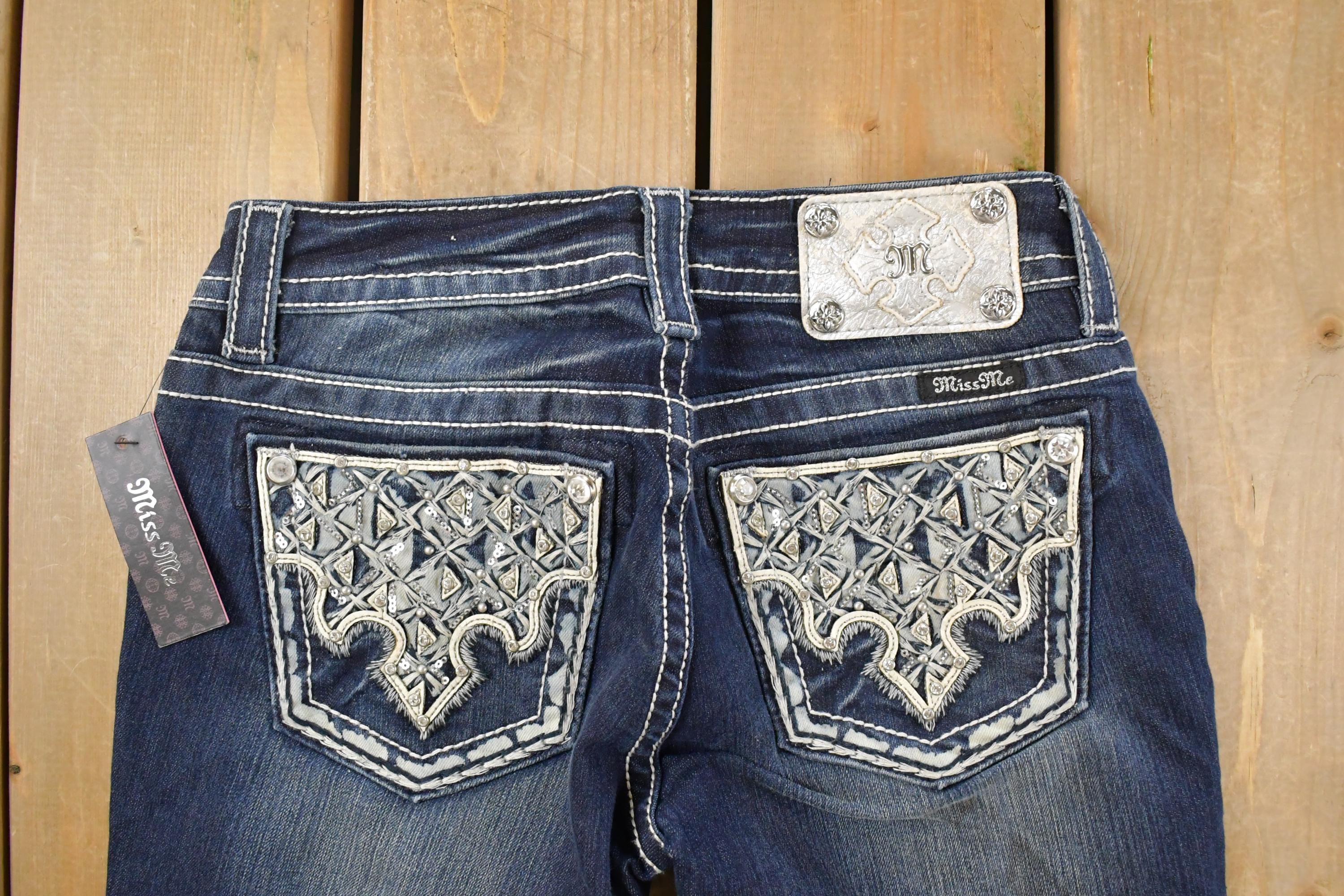 Vintage Deadstock Y2K Miss Me Bedazzled Low Rise Jeans Women's Size 26x31