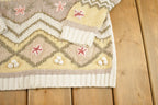 Vintage 1990s BP Design Floral Chunky Knit Crewneck Sweater Womens M /