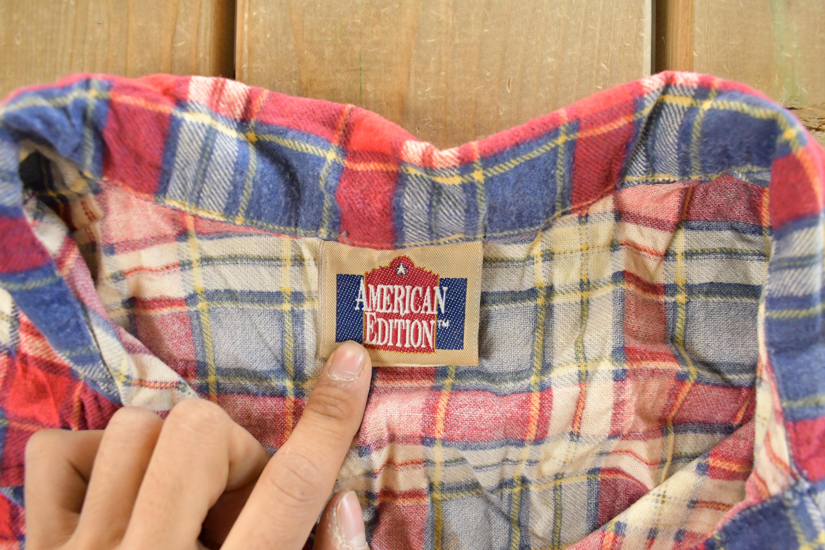 Vintage 1990s American Edition Plaid Flannel Button Up Shirt Men's 2XL