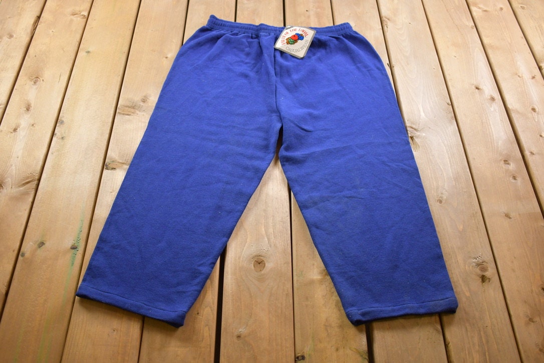 Vintage 1990s Blank Blue Fruit Of The Loom Sweat Pants Size XL / American Vintage / Streetwear / Vintage Sweat Pants / True Vintage