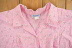Vintage 1990s Womens Blair Pink Abstract Button Up Shirt