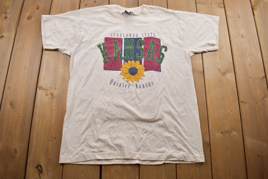Vintage 1990s Quinter Kansas Sunflower State Souvenir T Shirt