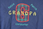 Vintage 1990s Grandpa Cute Embroidered Plaid G Crewneck Sweatshirt Mens L