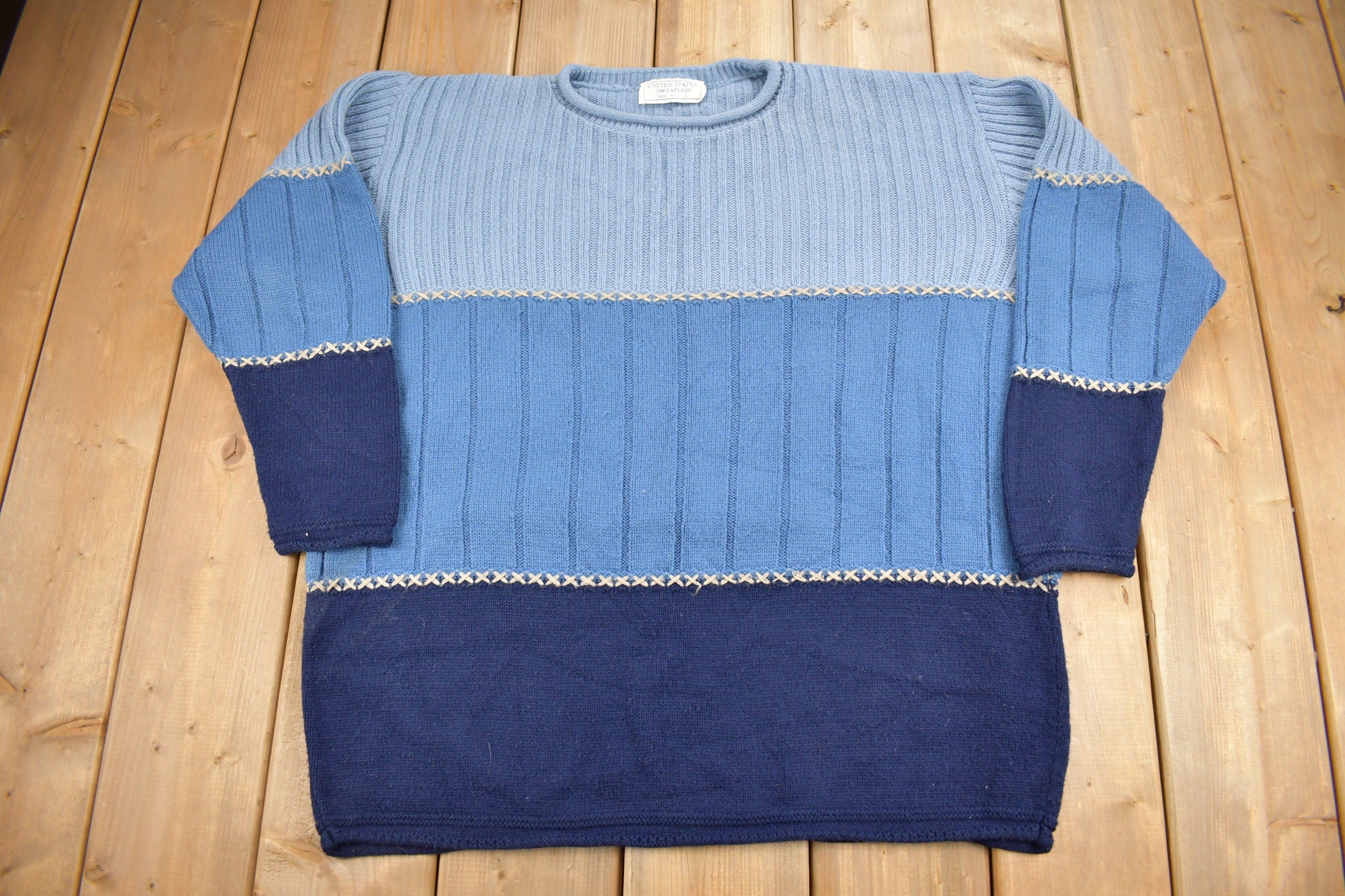 Vintage 1990s United States Sweaters Knit Crewneck Sweater  Vintage 90s Crewneck  All Over Pattern  Made In USA
