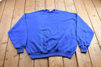 Vintage 1990s Jerzees Blank Blue Crewneck Sweatshirt
