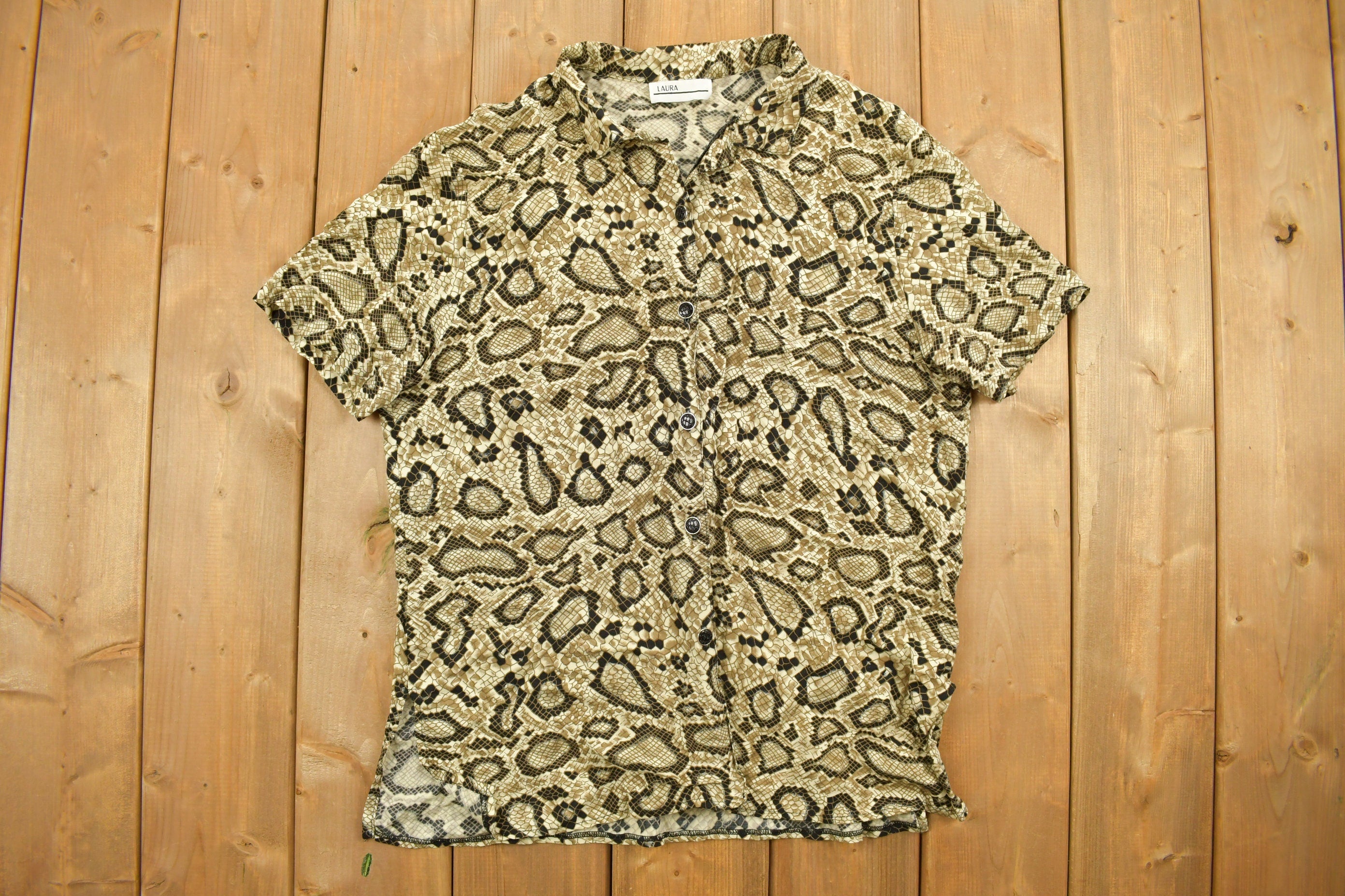 Vintage 1990s All Over Print Snake Style Button Up Shirt