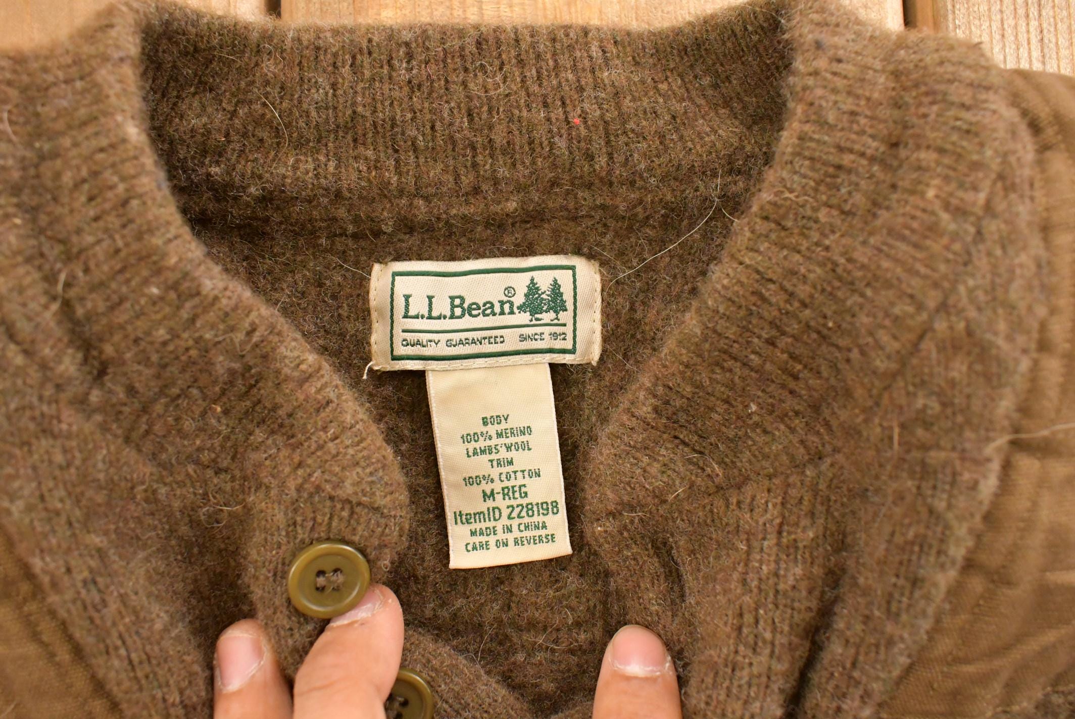 Vintage 1990s L.L. Bean Wool Knit Henley Sweater Women's S / 90s Knitted Sweatshirt / Outdoors