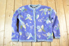 Vintage 1990s Icelandic Design Button Up Knit Abstract Pattern Crewneck Sweater Womens L