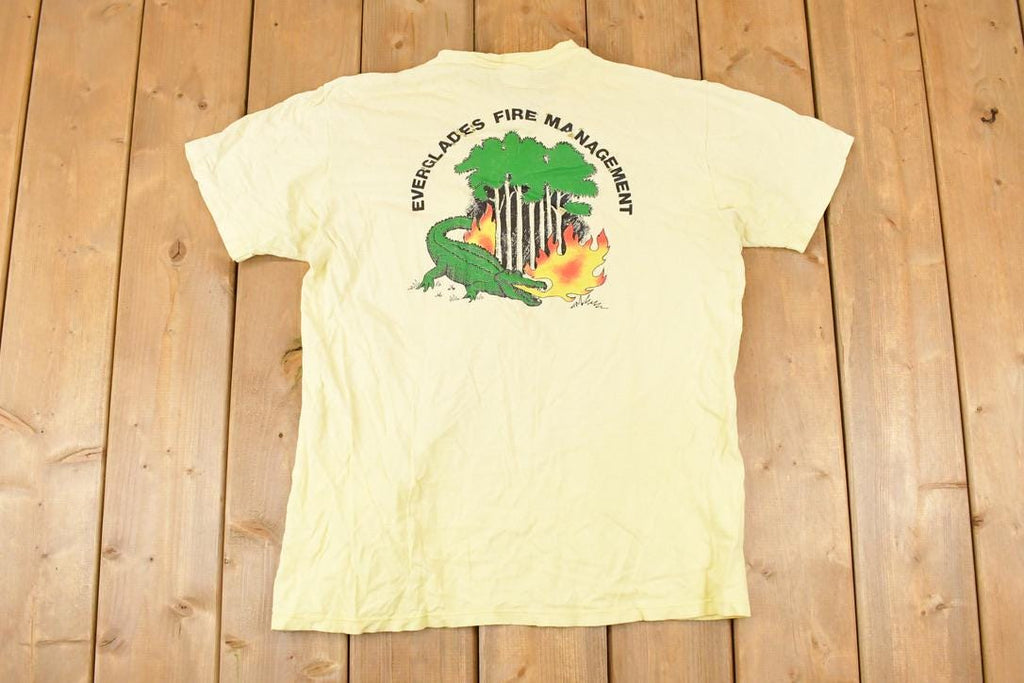 Vintage 1980s Everglades Fire Management Souvenir Pocket T-Shirt Men's M