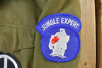 Vintage Military Jungle Expert Peace Sign Button Up Army Jacket