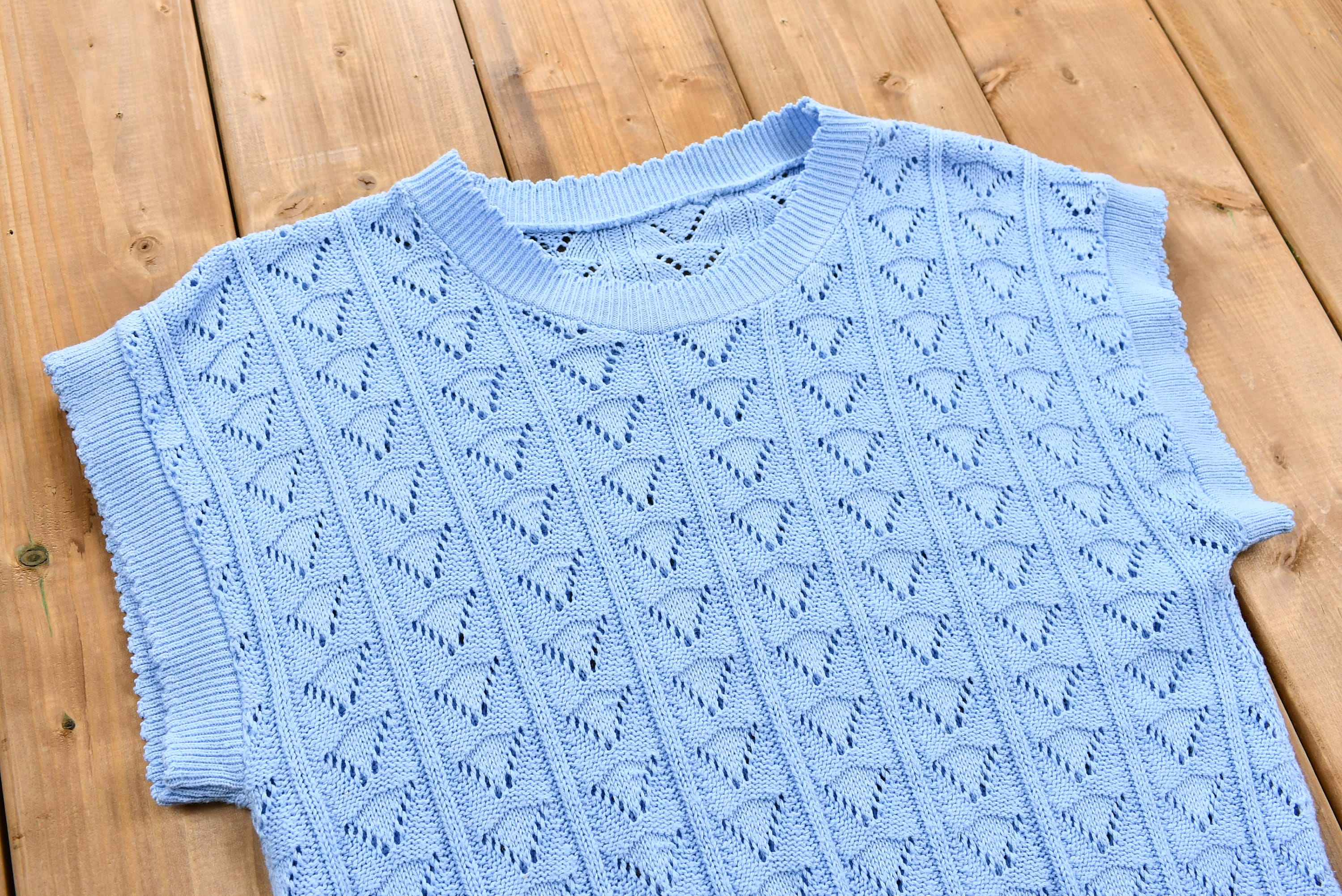 Vintage 1980s Knit Crewneck Sweater Vest /