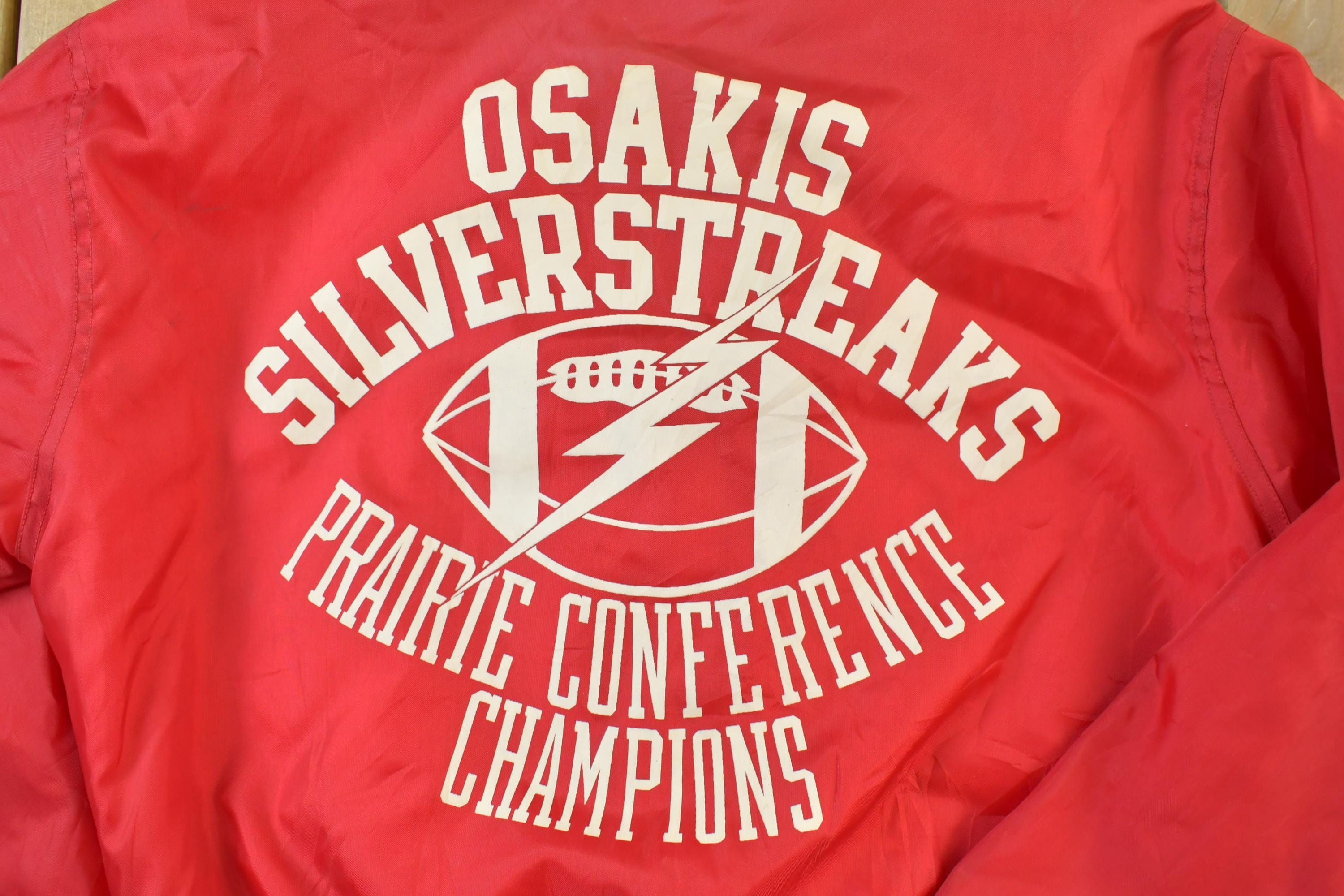 Vintage 1990s Osakis Silverstreaks Champions West Wind Snap Button Satin Jacket Made In USA