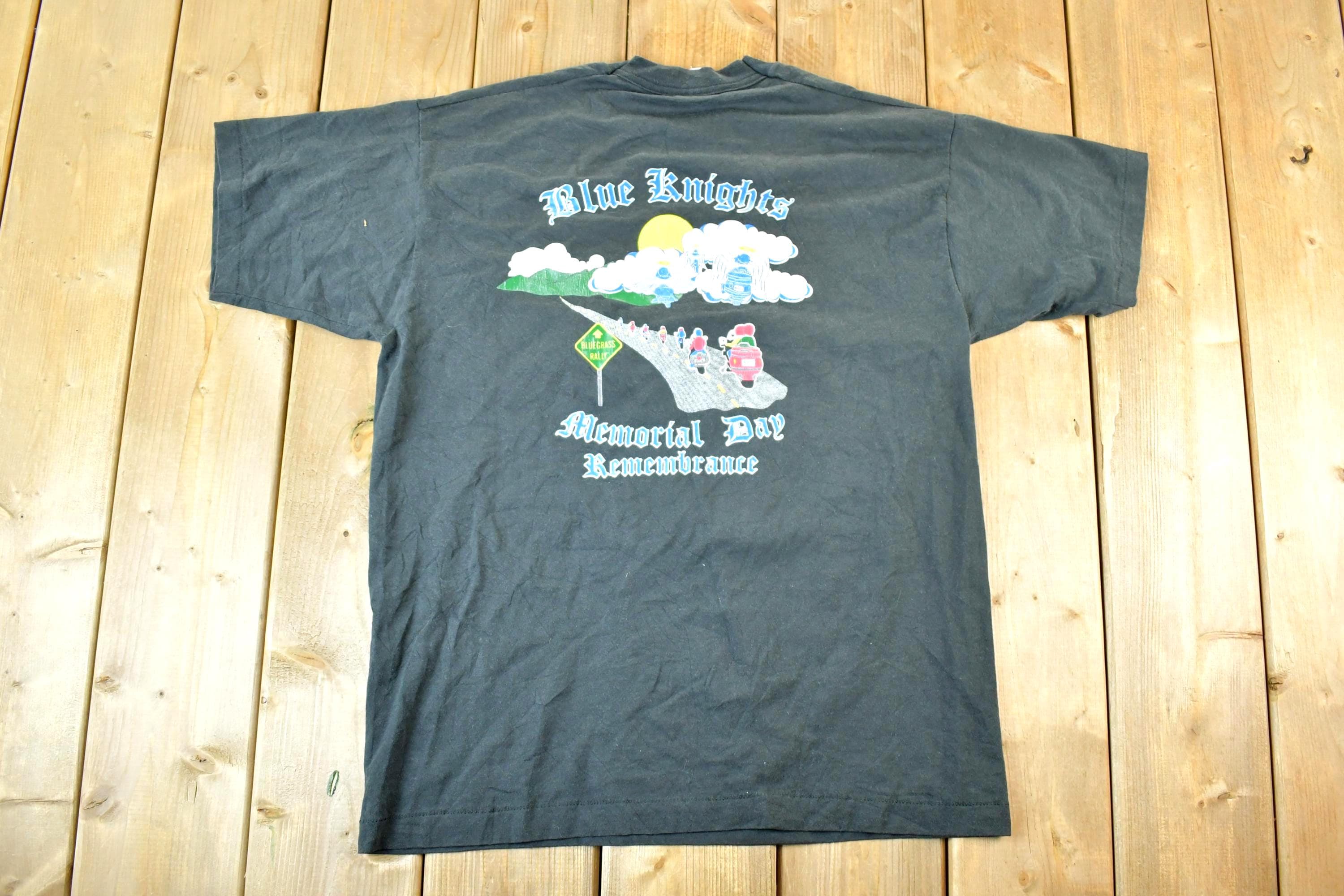 Vintage 1990s Blue Knights Memorial Day Remembrance Souvenir T-Shirt Mens L