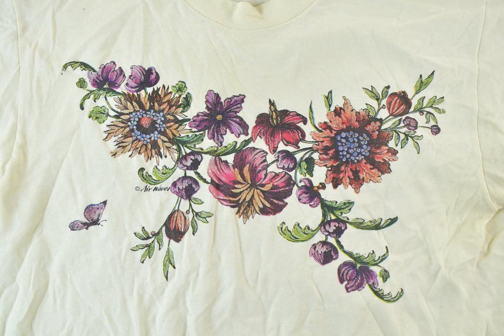 Vintage 1990s Floral Tan Single Stitch T-Shirt